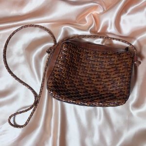 Brown woven leather bag